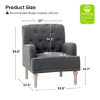 Sedia d'accento capitonné con borchie decorative, set da 2