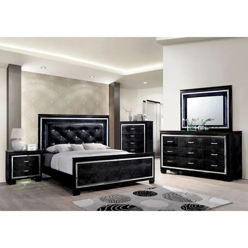 Cassettiera a 9 cassetti e specchio con impiallacciatura testurizzata
