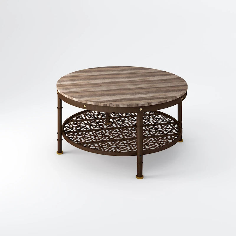 Tavolino da Caffè Rotondo con Spazio Contenitore - 36x36x18 Pollici