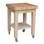 Carrello da cucina in paravood massiccio non rifinito