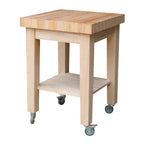 Carrello da cucina in paravood massiccio non rifinito