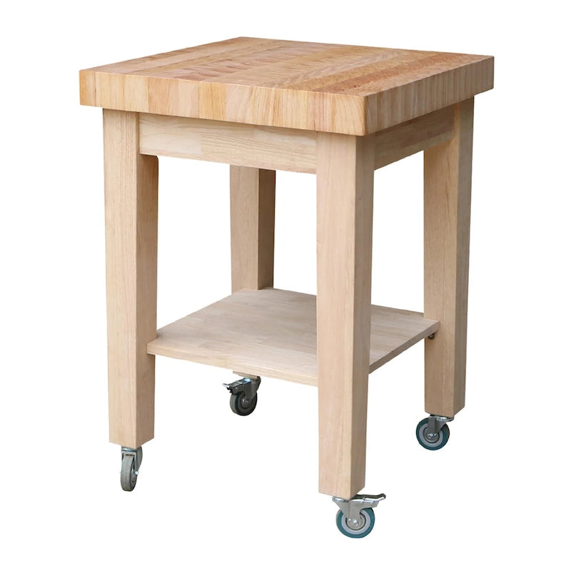 Carrello da cucina in paravood massiccio non rifinito