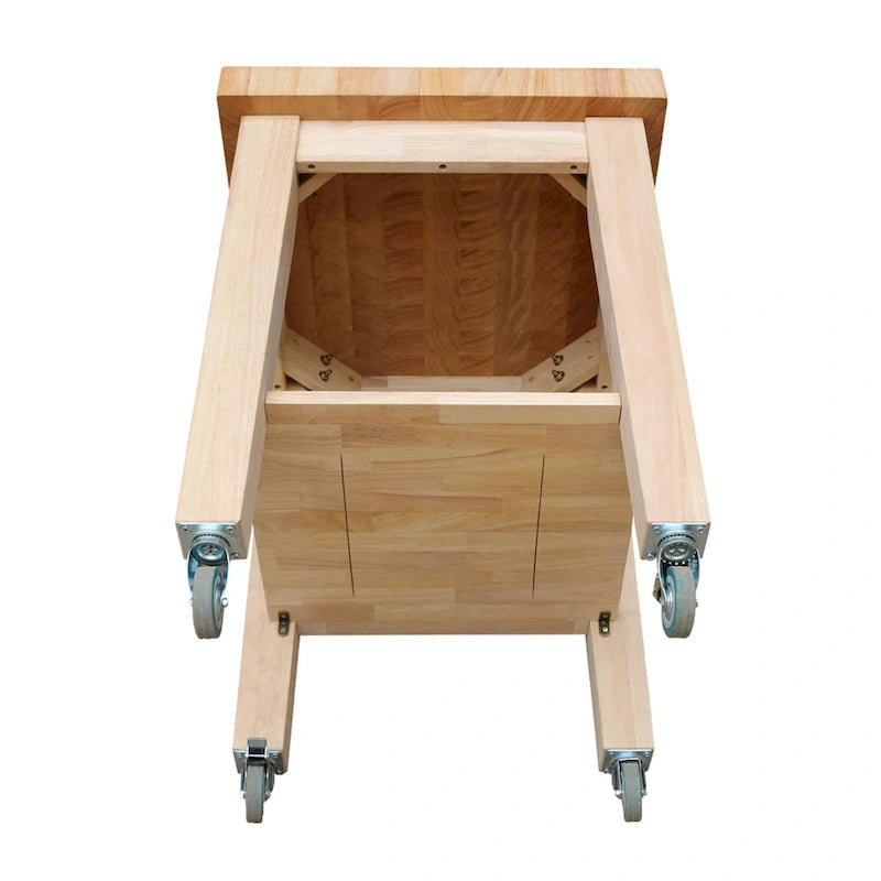 Carrello da cucina in paravood massiccio non rifinito