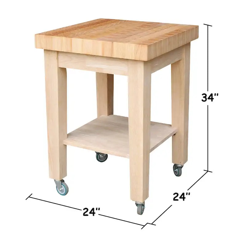 Carrello da cucina in paravood massiccio non rifinito