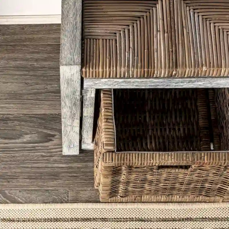 Panca Contenitore in Vimini da 30" con 2 Cesti, Grigia