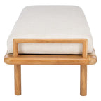 Panca in teak con cuscini e intreccio in pelle - 178 cm L x 66 cm P x 48 cm H