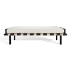 Panca in teak con cuscini e intreccio in pelle - 178 cm L x 66 cm P x 48 cm H