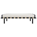 Panca in teak con cuscini e intreccio in pelle - 178 cm L x 66 cm P x 48 cm H