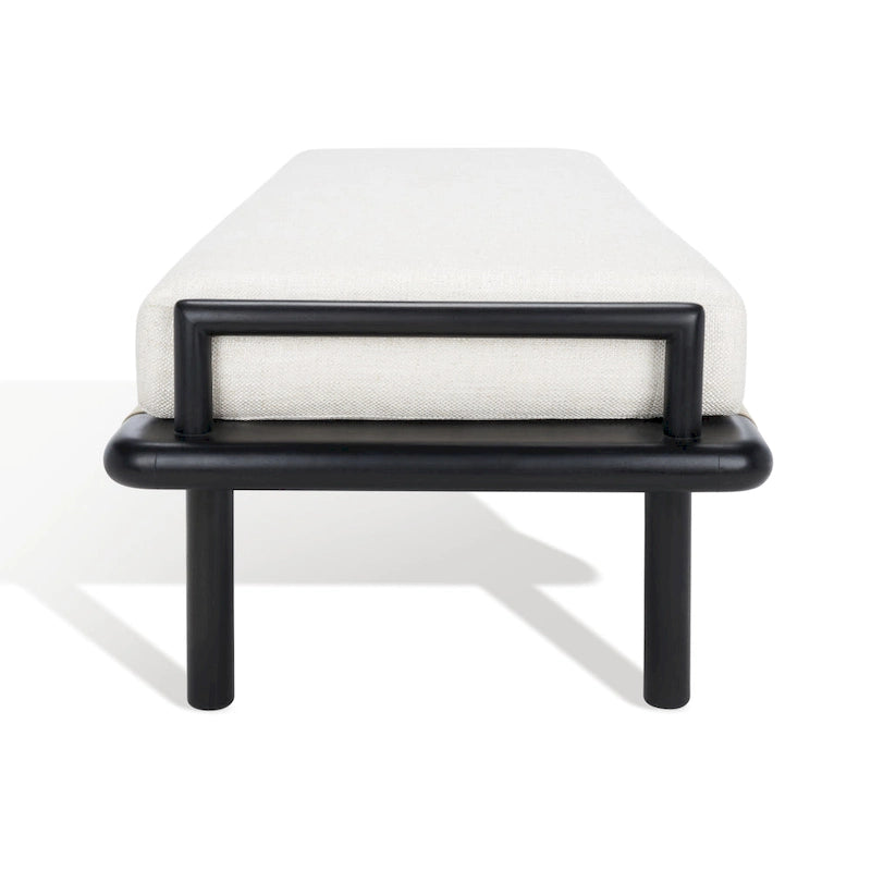 Panca in teak con cuscini e intreccio in pelle - 178 cm L x 66 cm P x 48 cm H