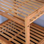 Mobiletto porta biancheria da bagno in bambù con ripiano a 2 livelli, 44 x 33 x 96 cm