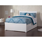 Letto a Piattaforma Completo e Pediera con 2 Cassetti Contenitori in Bianco