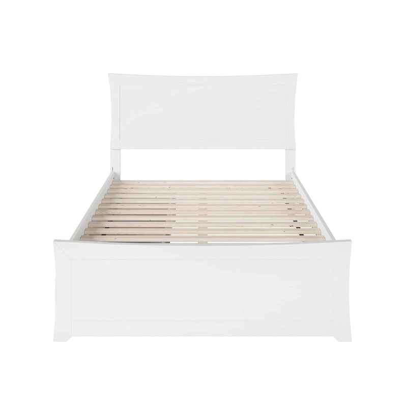 Letto a Piattaforma Completo e Pediera con 2 Cassetti Contenitori in Bianco