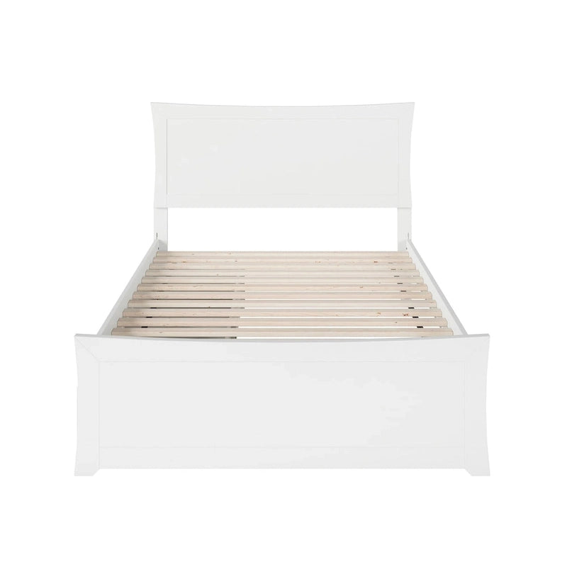 Letto a Piattaforma Completo e Pediera con 2 Cassetti Contenitori in Bianco