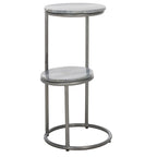 Tavolino da bibite rotondo a 2 ripiani in marmo, grigio, 33 cm L x 30,5 cm P x 61 cm H