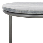 Tavolino da bibite rotondo a 2 ripiani in marmo, grigio, 33 cm L x 30,5 cm P x 61 cm H
