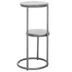 Tavolino da bibite rotondo a 2 ripiani in marmo, grigio, 33 cm L x 30,5 cm P x 61 cm H