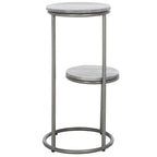 Tavolino da bibite rotondo a 2 ripiani in marmo, grigio, 33 cm L x 30,5 cm P x 61 cm H