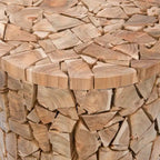 Sgabello Rotondo in Legno di Teak Riciclato - 30,5 cm L x 30,5 cm P x 40,6 cm H