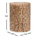 Sgabello Rotondo in Legno di Teak Riciclato - 30,5 cm L x 30,5 cm P x 40,6 cm H