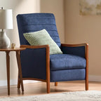 Poltrona reclinabile con schienale imbottito e struttura in legno, stile Mid-Century Modern