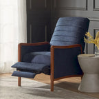 Poltrona reclinabile con schienale imbottito e struttura in legno, stile Mid-Century Modern