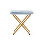 Sedia pieghevole a forma di disco con poggiapiedi
