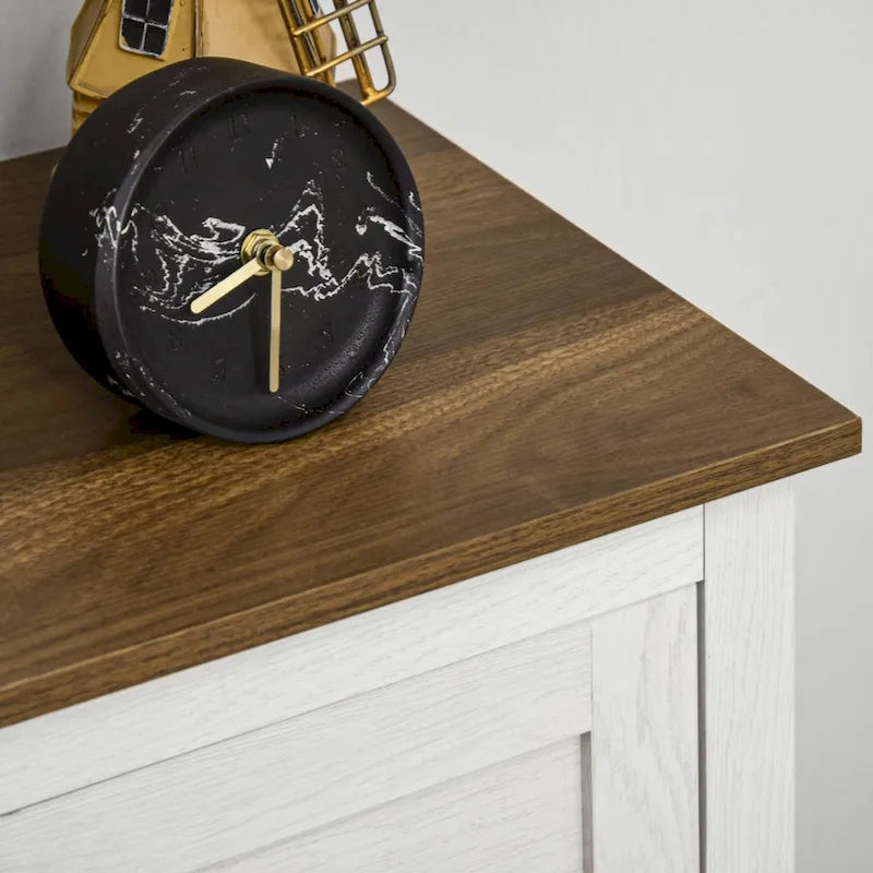 Mobiletto Accentato con Doppie Ante e Cassetto, Bianco