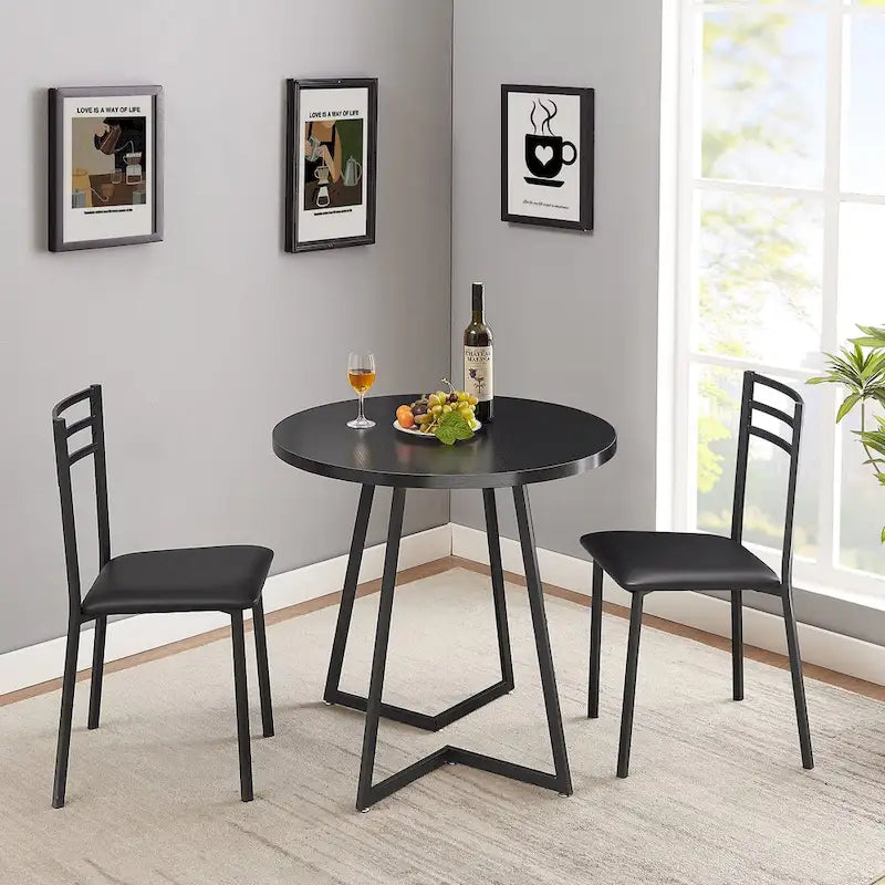 Tavolo da pranzo rotondo da 31,5" con gambe in metallo