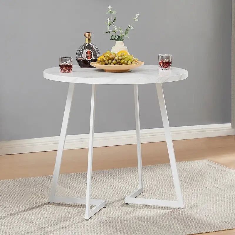 Tavolo da pranzo rotondo da 31,5" con gambe in metallo