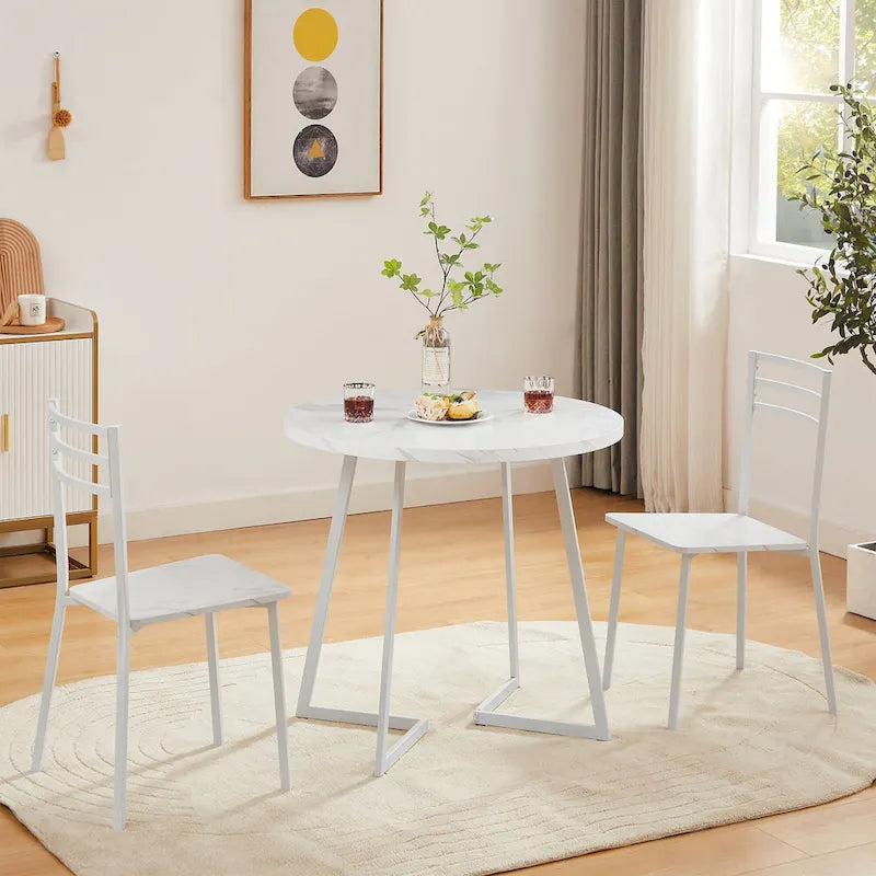 Tavolo da pranzo rotondo da 31,5" con gambe in metallo