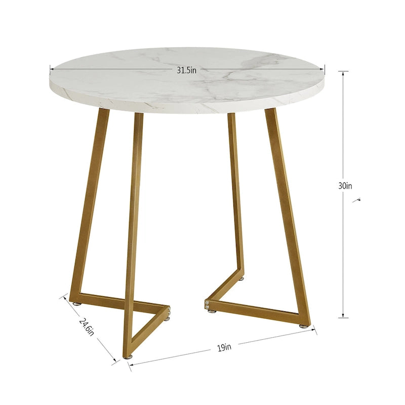 Tavolo da pranzo rotondo da 31,5" con gambe in metallo