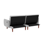 Divano letto futon convertibile con gambe in legno e 2 cuscini