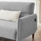 Divano letto futon convertibile con gambe in legno e 2 cuscini