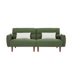 Divano letto futon convertibile con gambe in legno e 2 cuscini