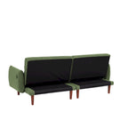 Divano letto futon convertibile con gambe in legno e 2 cuscini