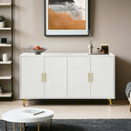 Wood TV Stand with Storage Cabinet & Adjustable Shelves, Media TV Console for Living Room Bedroom