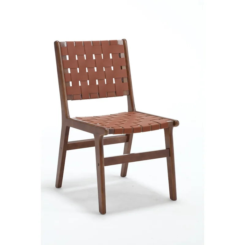 Sedia da pranzo intrecciata con gambe in legno massello