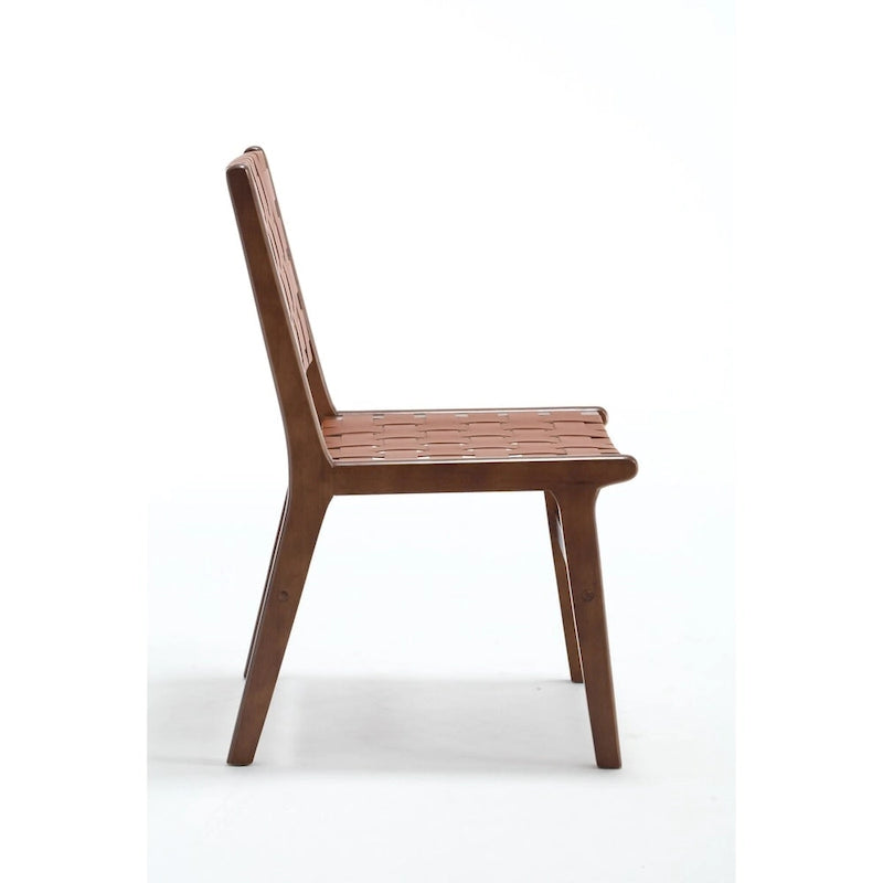 Sedia da pranzo intrecciata con gambe in legno massello