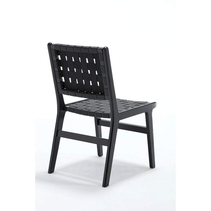 Sedia da pranzo intrecciata con gambe in legno massello