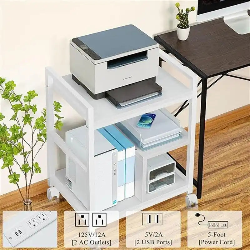 Supporto per stampante a 3 livelli con stazione di ricarica e porte USB (61 cm P x 47,3 cm L x 78,4 cm A)
