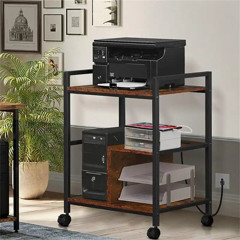Supporto per stampante a 3 livelli con stazione di ricarica e porte USB (61 cm P x 47,3 cm L x 78,4 cm A)