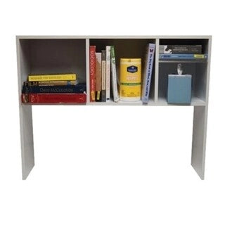 Scrivania in legno bianco con libreria e cubi portaoggetti