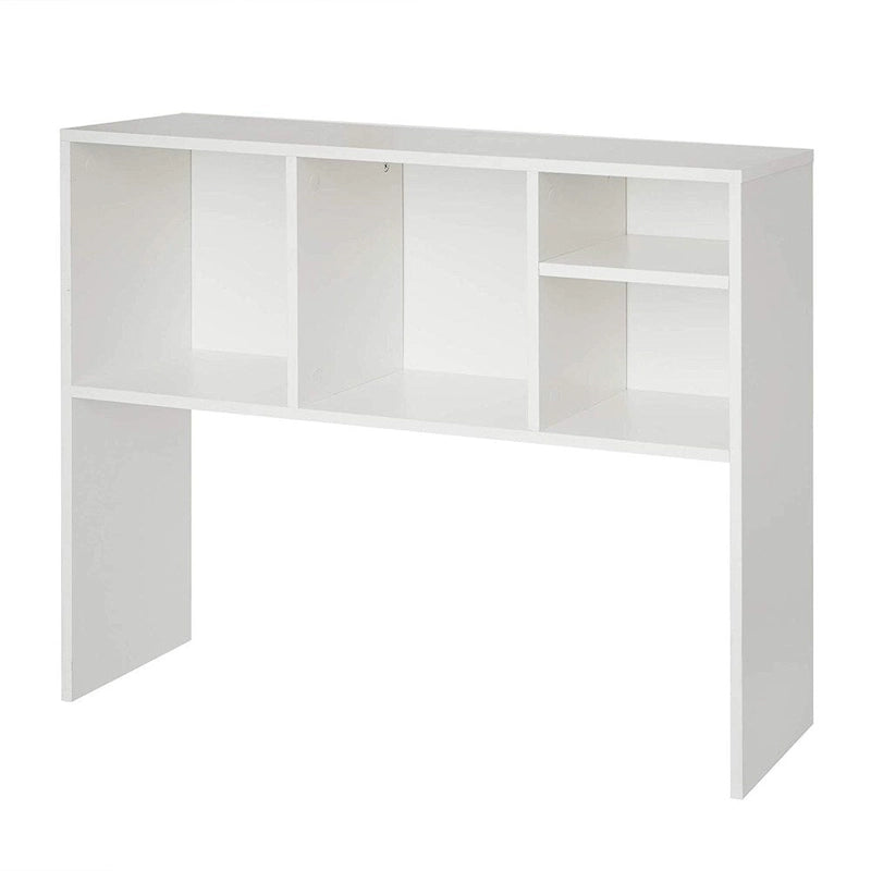 Scrivania in legno bianco con libreria e cubi portaoggetti