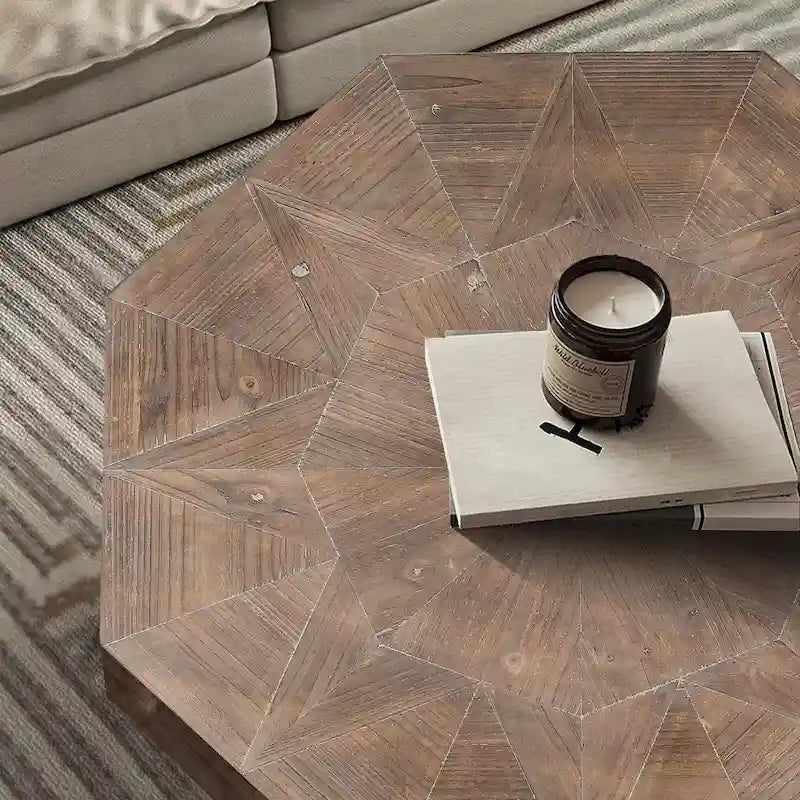 Tavolino da caffè ottagonale in legno e metallo da 30 pollici