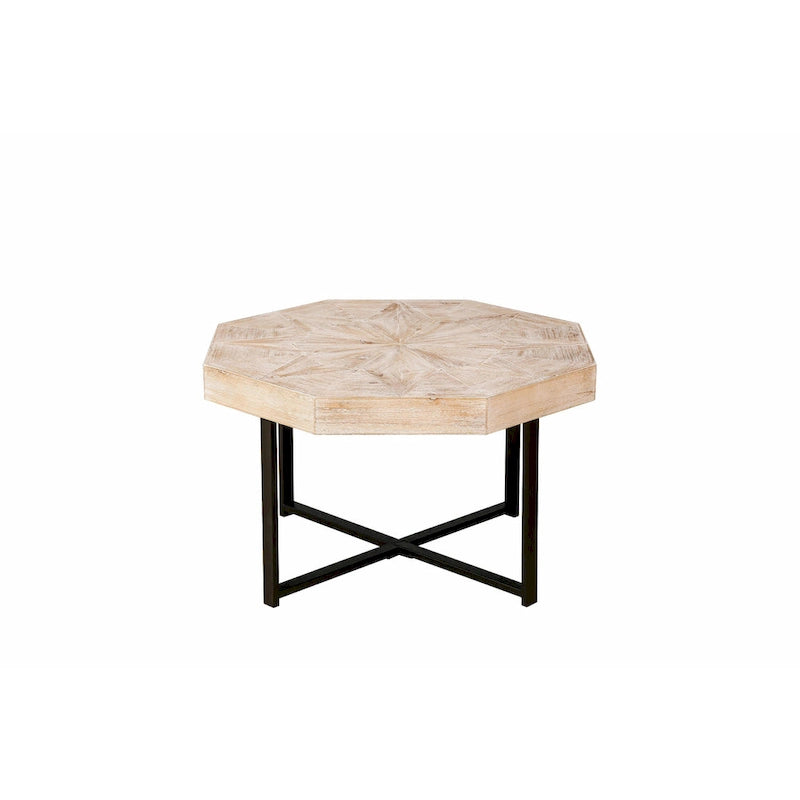 Tavolino da caffè ottagonale in legno e metallo da 30 pollici