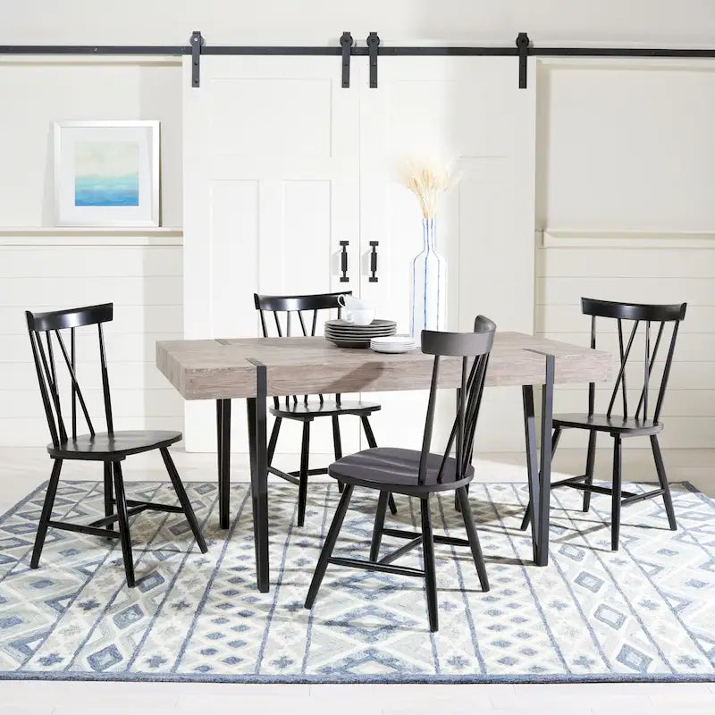 Tavolo da pranzo con piano in legno stile Mid-Century e gambe a forcina - 150 cm L x 90 cm P x 75 cm H
