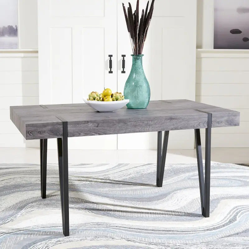 Tavolo da pranzo con piano in legno stile Mid-Century e gambe a forcina - 150 cm L x 90 cm P x 75 cm H
