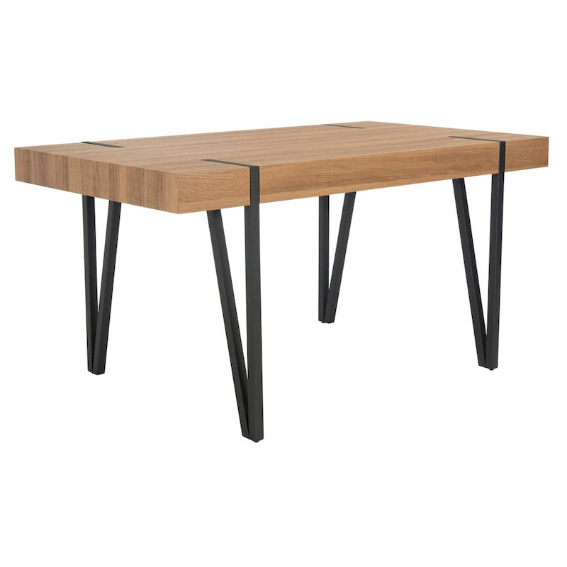 Tavolo da pranzo con piano in legno stile Mid-Century e gambe a forcina - 150 cm L x 90 cm P x 75 cm H