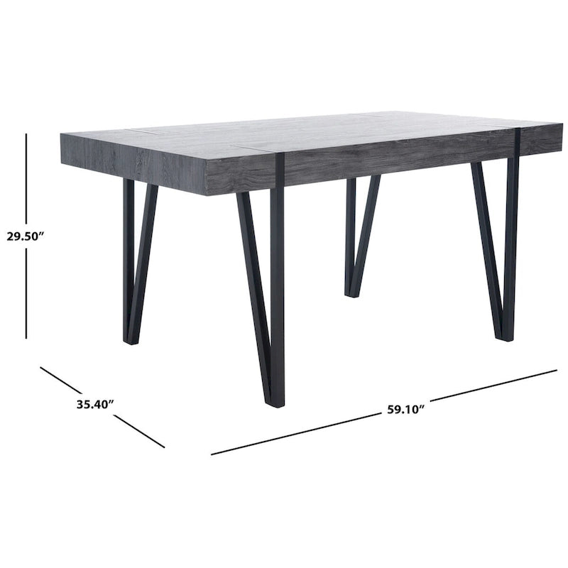 Tavolo da pranzo con piano in legno stile Mid-Century e gambe a forcina - 150 cm L x 90 cm P x 75 cm H