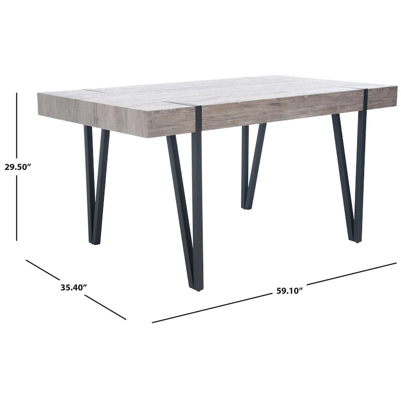 Tavolo da pranzo con piano in legno stile Mid-Century e gambe a forcina - 150 cm L x 90 cm P x 75 cm H